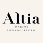 Logo für Altia By Urrechu mit dem Untertext Restaurant & Skybar in eleganter schwarzer Serifenschrift auf hellem Hintergrund.