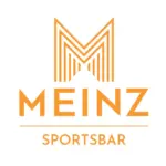 Logo für MEINZ Sportsbar. Es zeigt einen großen, stilisierten Buchstaben M aus orangefarbenen Linien über dem fetten Text MEINZ und dem Wort SPORTSBAR darunter, alles in Orange auf weißem Hintergrund.