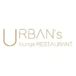Logo für URBANs lounge RESTAURANT in moderner, goldfarbener Schrift auf weißem Hintergrund. Das U ist einzigartig stilisiert und größer als die anderen Buchstaben.